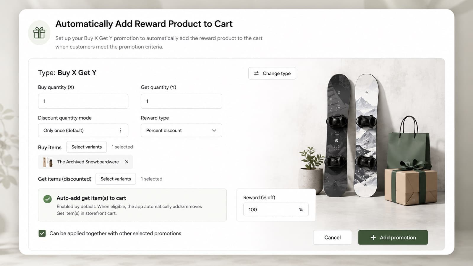 CartGift: Gift added to the cart