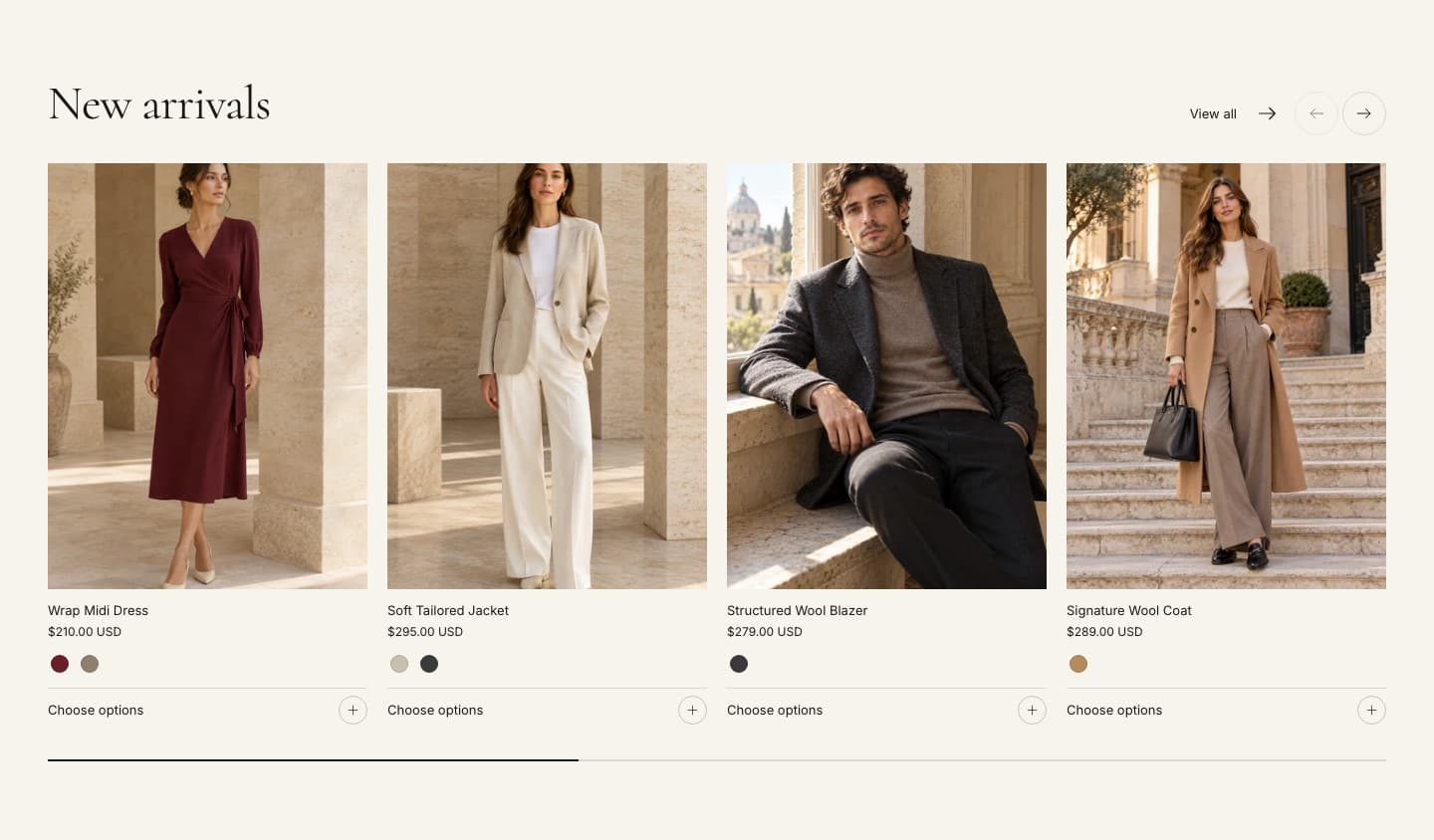 Featured collection section in the Ani theme