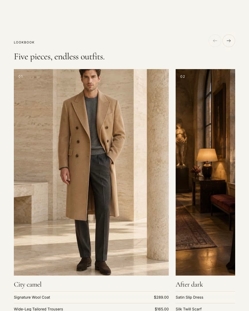 Lookbook section in the Ani theme