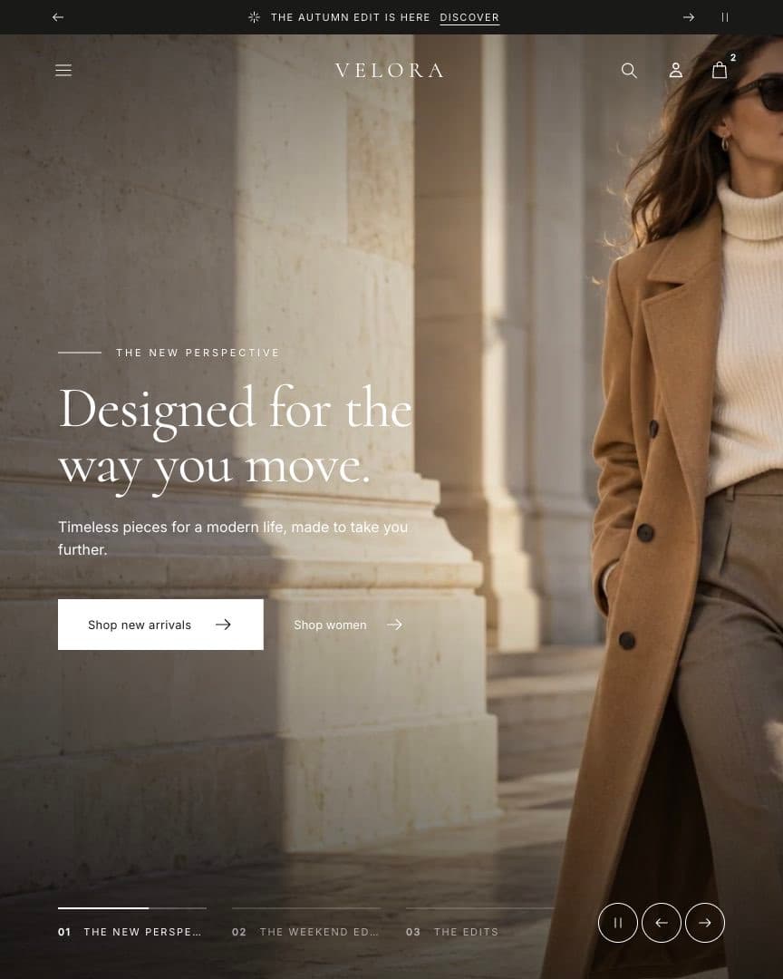 Slideshow section in the Ani theme