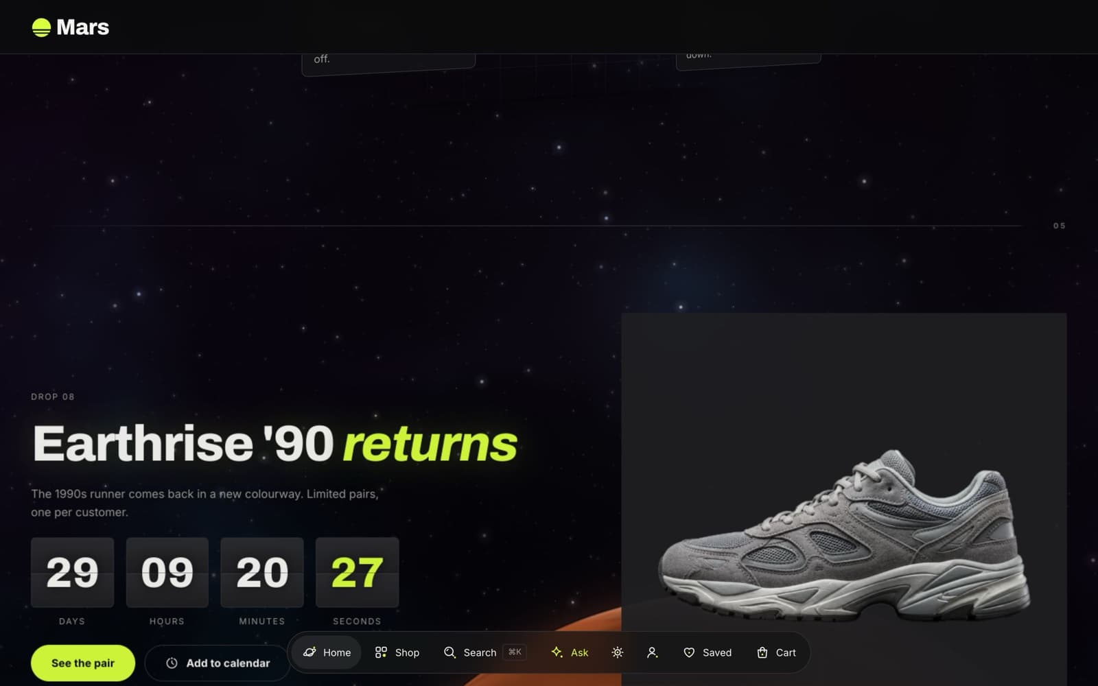 Mars theme: Drop countdown