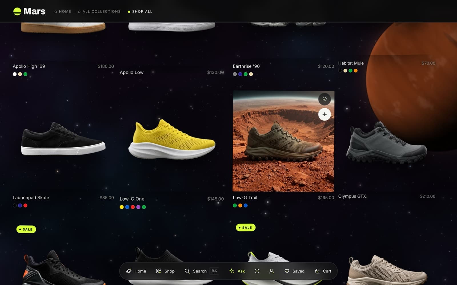 Mars theme: Collection page