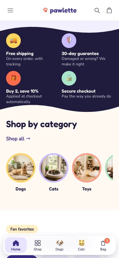 Shop by category on a phone