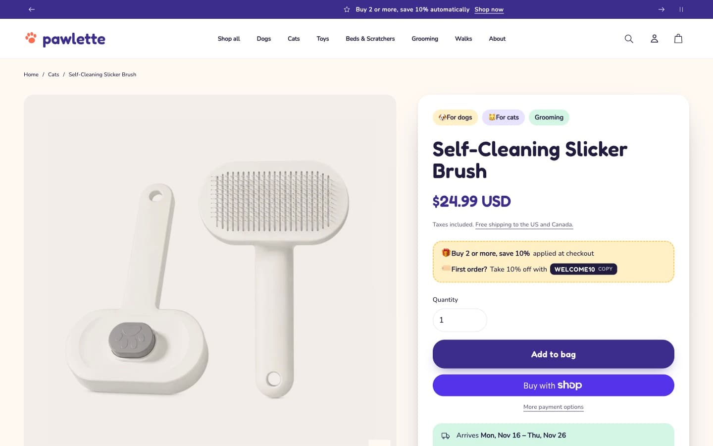 Pawlette: Product page