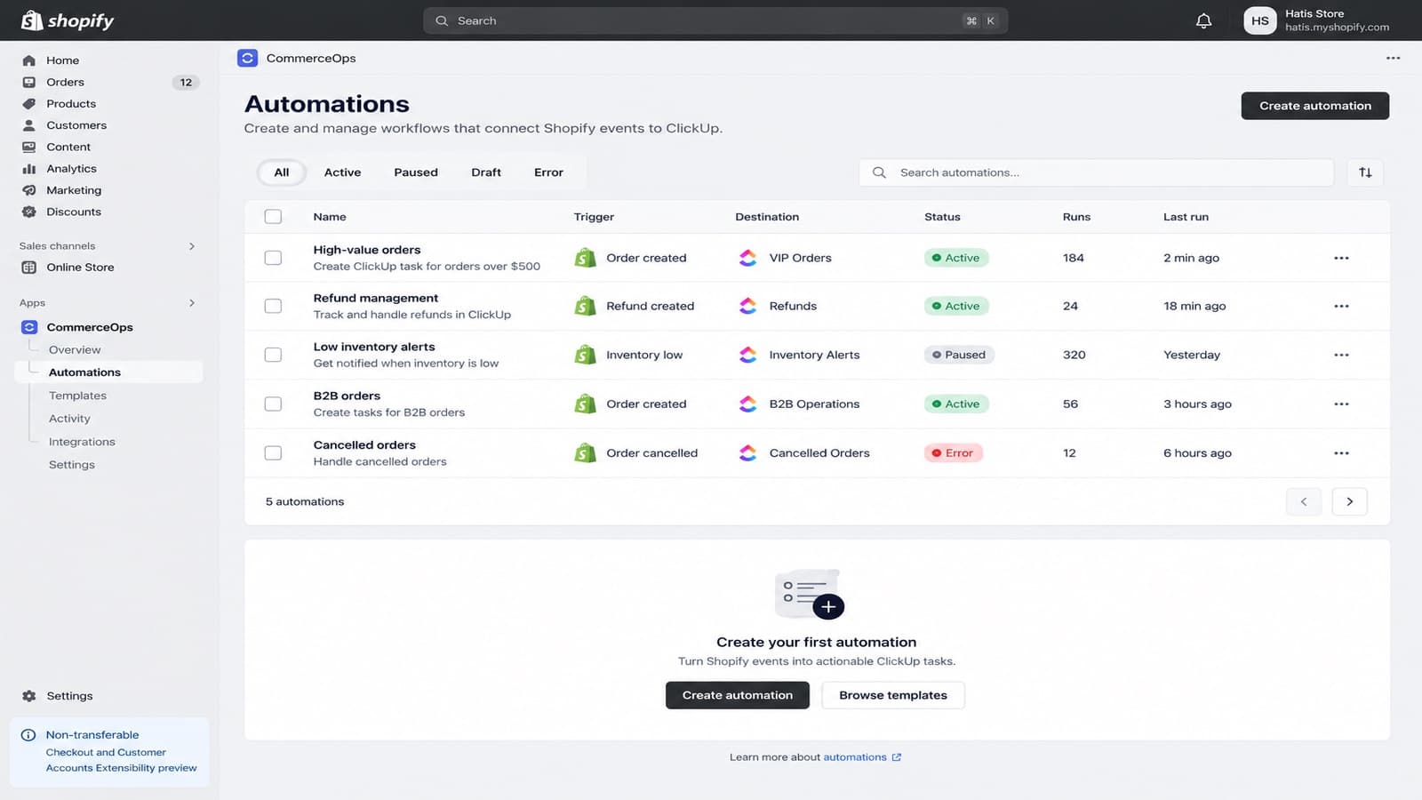 CommerceOps: Automations