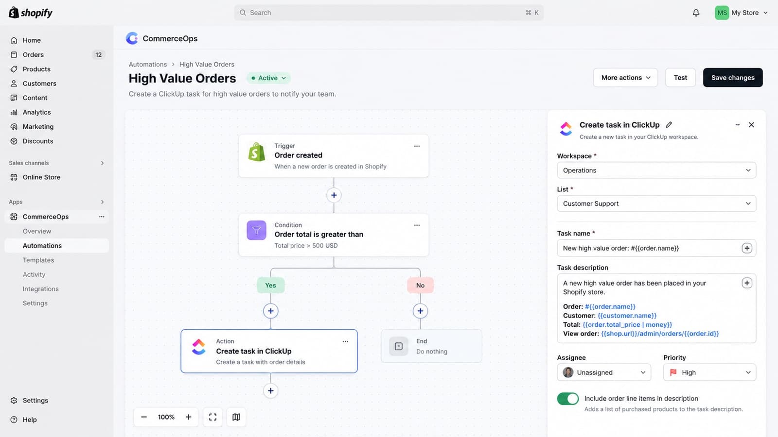 CommerceOps: Automation builder