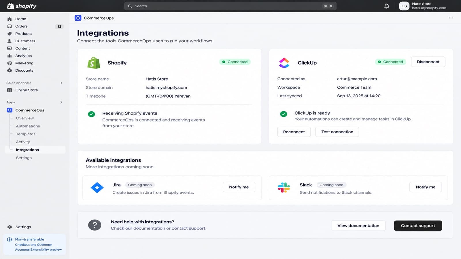 CommerceOps: Integrations