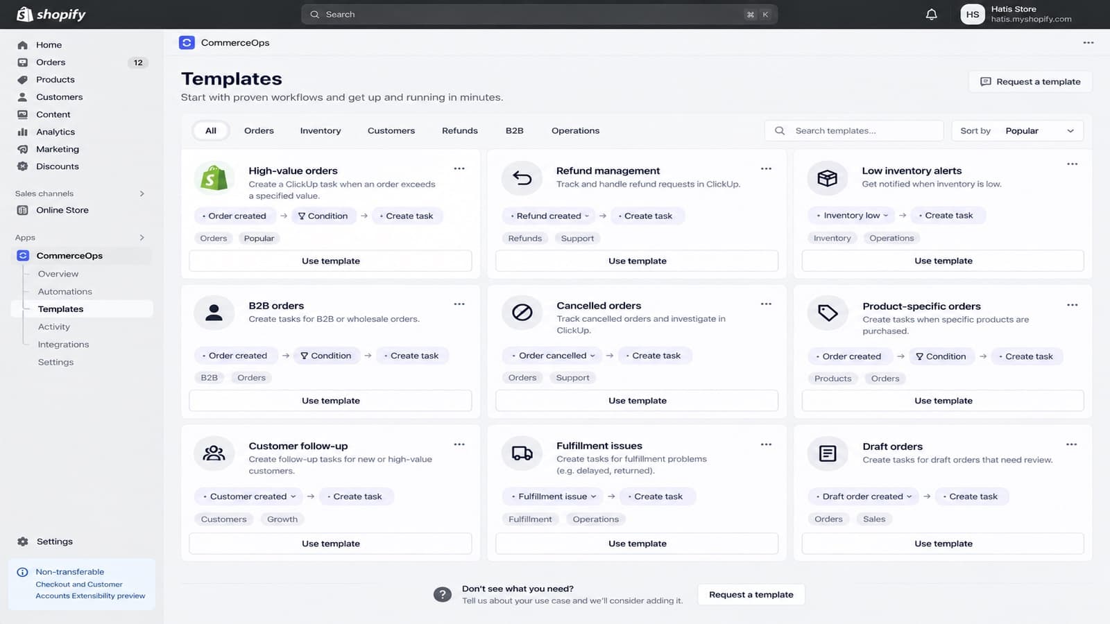 CommerceOps: Templates