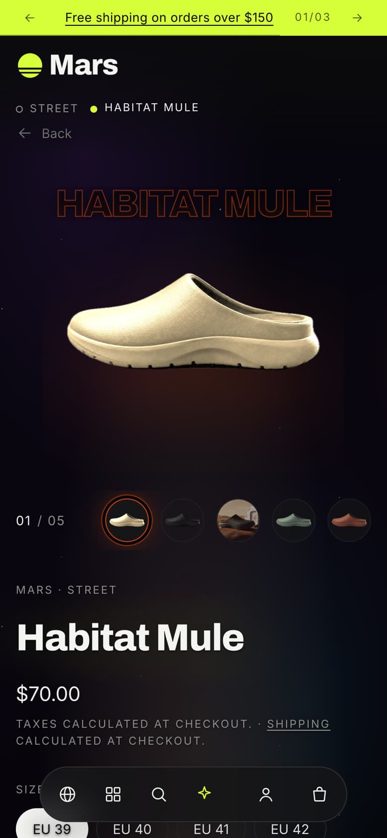 Product page on a phone