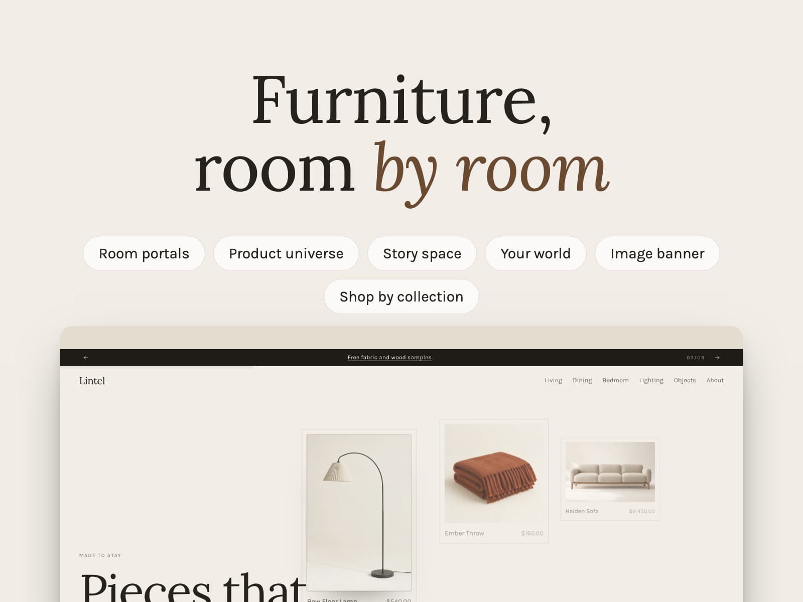 The Lintel preset: calm stone colors for furniture