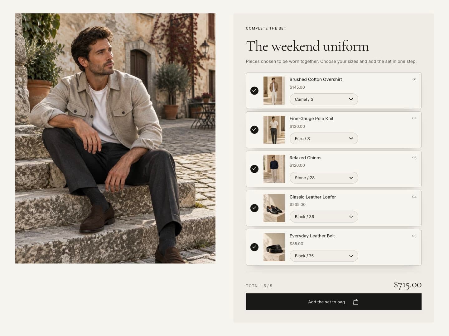 Product bundle section