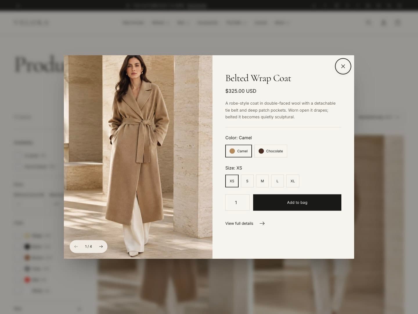 Quick add dialog with gallery and options