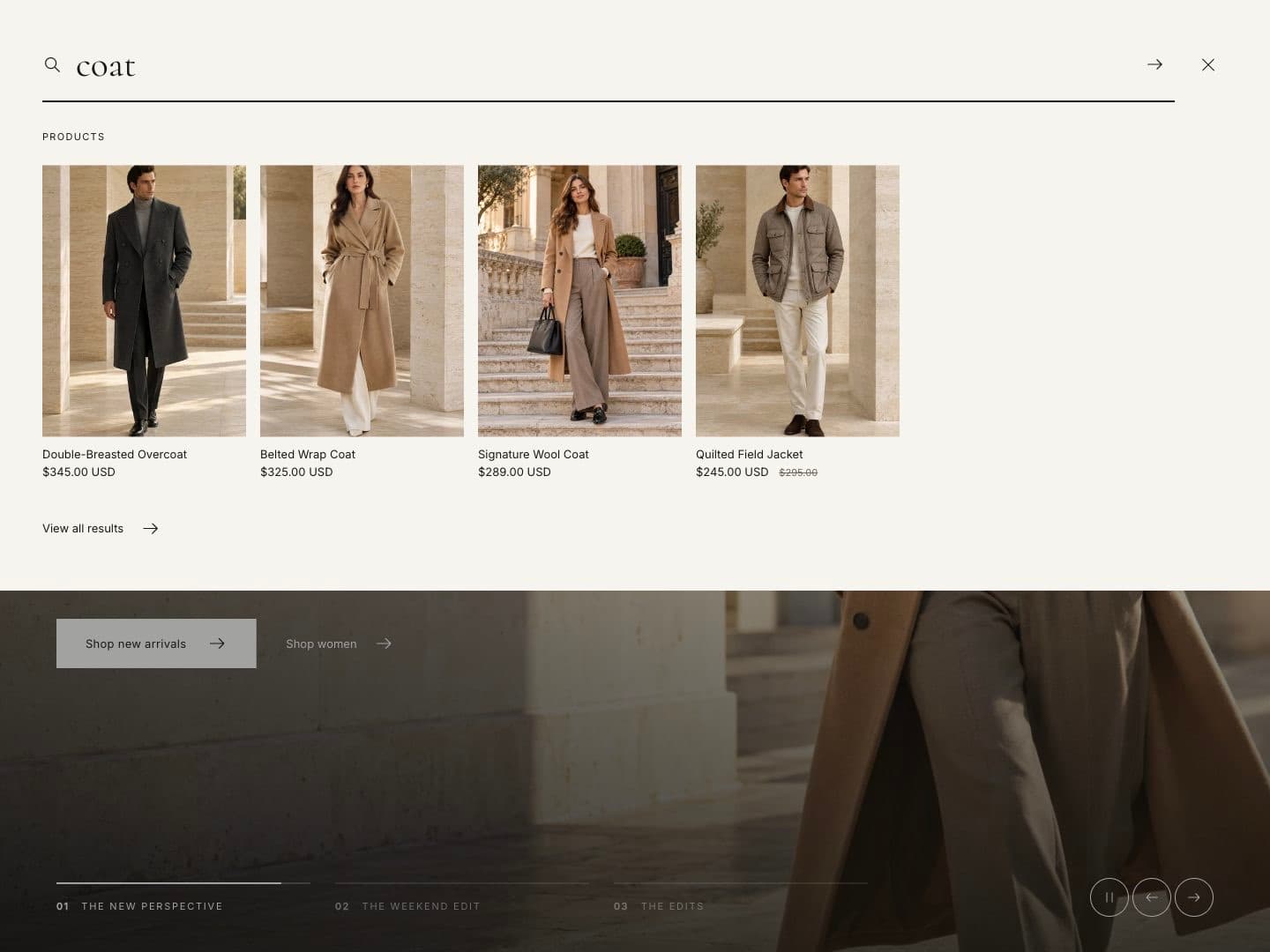 Search overlay with predictive results